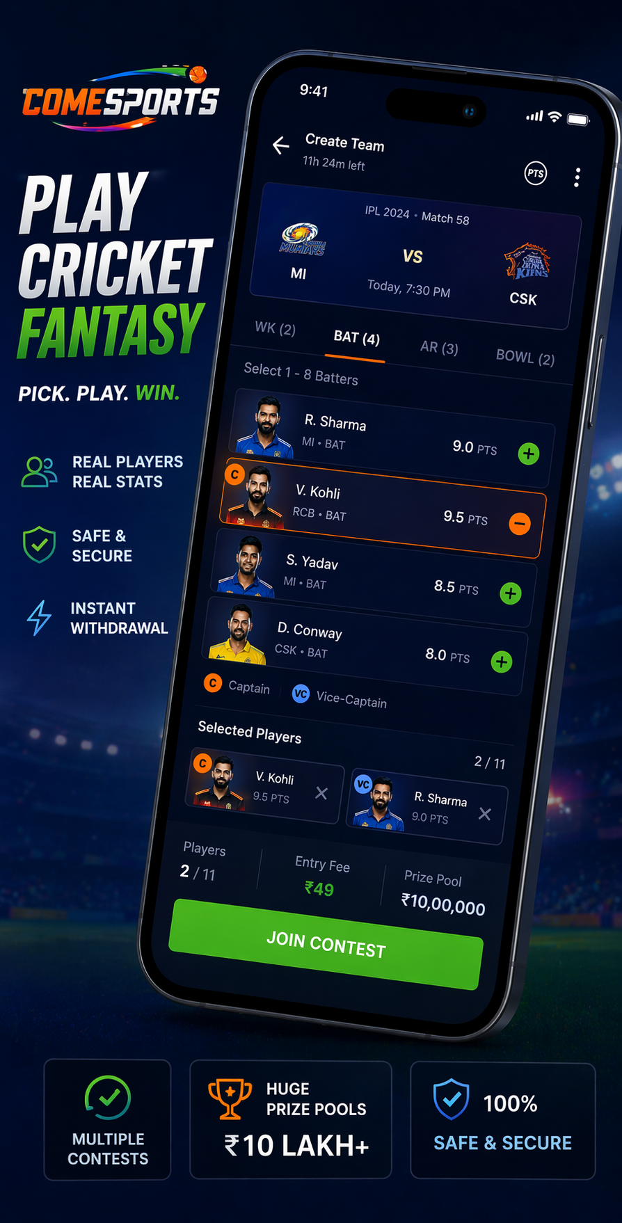 Come Guru Club cricket fantasy visual